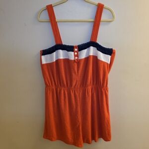 Vintage Terry Cloth Romper Red White Blue USA Summer Beach Pool Sz 42